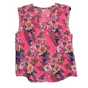 J. Crew Pink Floral Sleeveless Blouse Size 14
